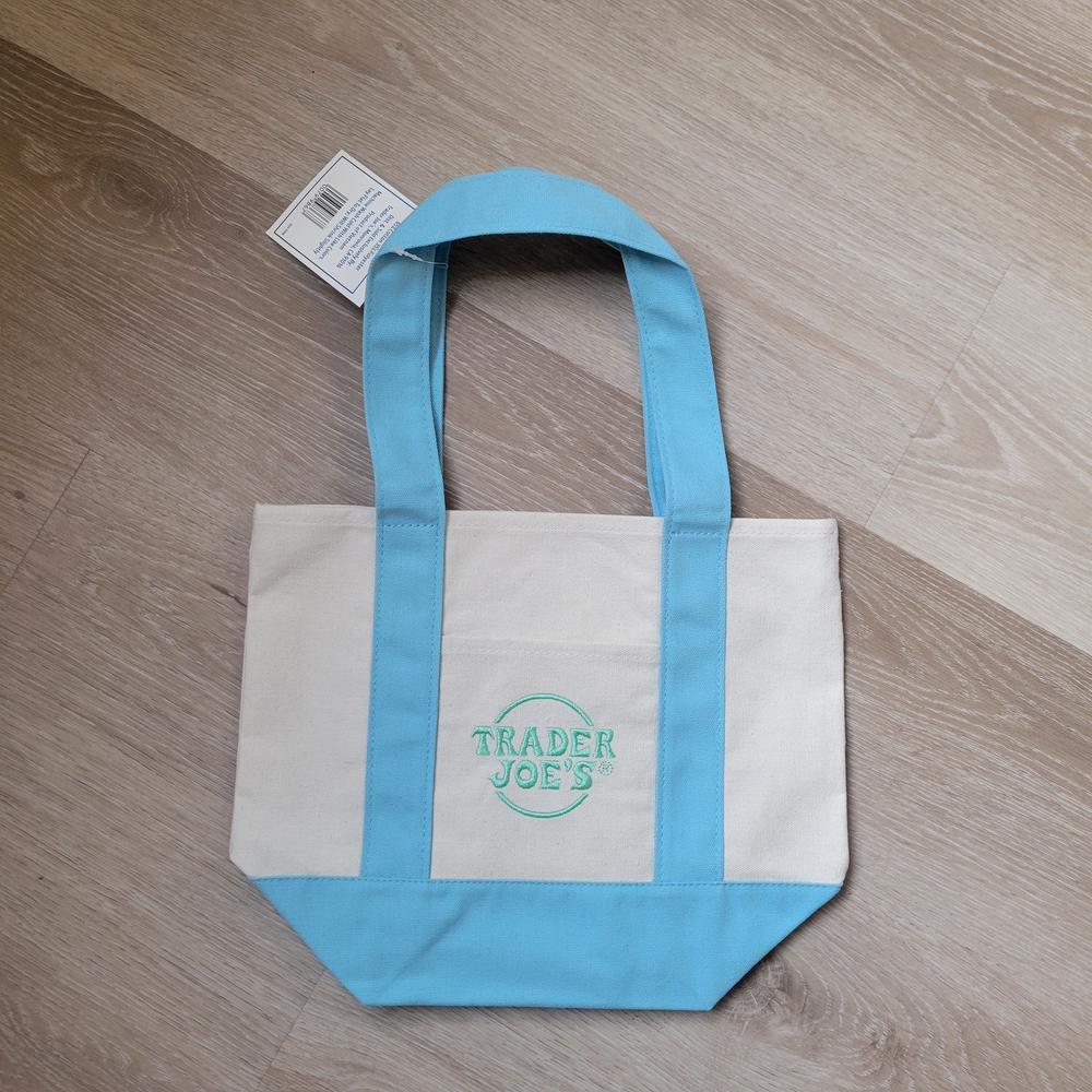 Trader Joe's Blue and Cream Tote Bag